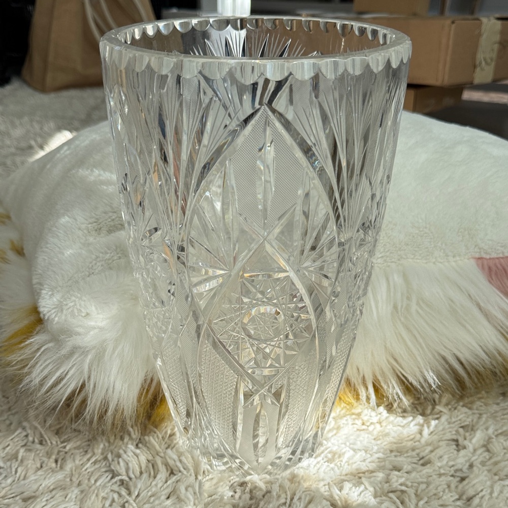Bohemia Hand Cut Czech Crystal Vase 🏺 very heavy